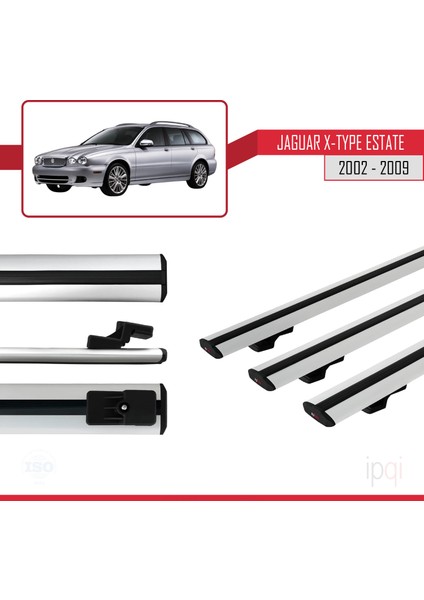 Jaguar X-Type Estate 2002-2009 Arası ile Uyumlu Basıc Model Ara Atkı Tavan Barı Gri 3 Adet modelleri