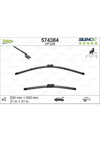 574384 - Valeo Silencio X-Trm Flat Blade VM328 X2 530 530 mm Skoda Fabıa 2