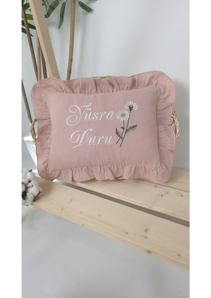 Müslin Yeni Doğan 4katlı Organik %100PAMUK Kişiye Özgü Nakışlı Hastane Çıkış Seti (Pudra Papatyalı) fiyatları