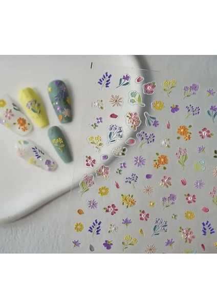 Bahar Çiçekleri 3784 Tırnak Süsleme Stickerı Nail Art Süslemeleri