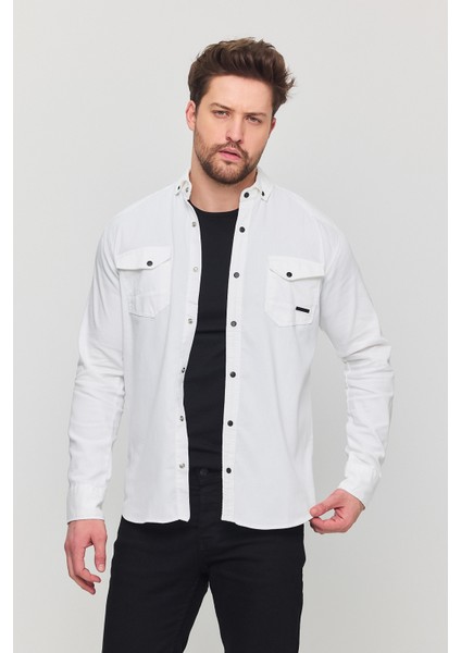 Erkek Gömlek Slim Fit Erkek Kot Gömlek