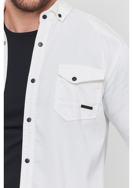 Erkek Gömlek Slim Fit Erkek Kot Gömlek