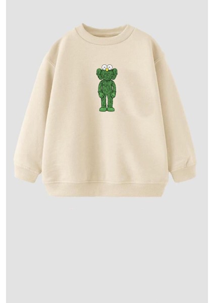 Unisex Çocuk Kaws Baskılı 3 Iplik Kumaş Pamuklusweatshirt