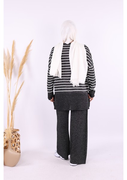 9408 Simli Çizgili Triko Takım Siyah fırsatları