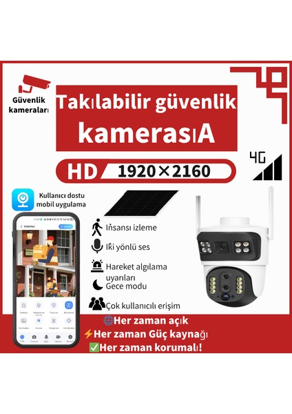 zoom X10 4g 6mp Çift Lens Sirenli Güneş Panelli Ptz Kamera - Beyaz