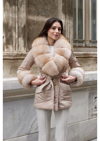 Ivora Hakiki Kürk Mont Kaban Krem Bej fiyatları