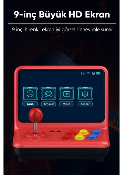 Büyük Ekran 9-Inch Joystick Oyun Konsolu Klasik Retro Arcade 20.000 Adet Oyun