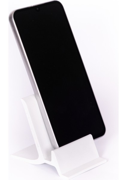 3D Baskı Telefon Standı Beyaz Renk Masaüstü Minimal Tasarım Sabit Aparat Tutucu Organizer
