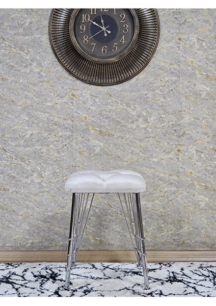 Kare Krom Kaplama Telli Ayaklı Tabure - Oturak - Bar Taburesi - Ayaklı Tabure Krem Renk 48 x 33 Boyut/ebat fiyatları