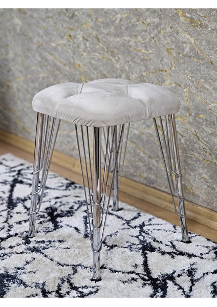 Kare Krom Kaplama Telli Ayaklı Tabure - Oturak - Bar Taburesi - Ayaklı Tabure Krem Renk 48 x 33 Boyut/ebat fırsatları