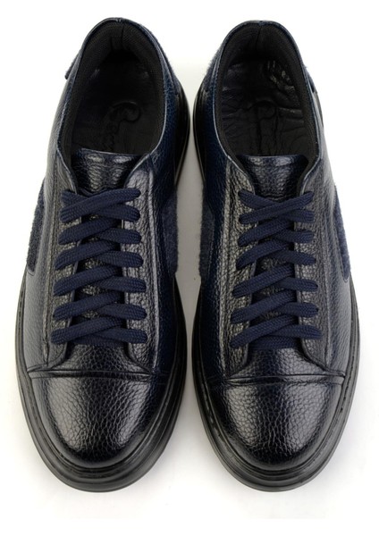 Lacivert Hakiki Deri Erkek Sneaker E01600121640 fırsatları