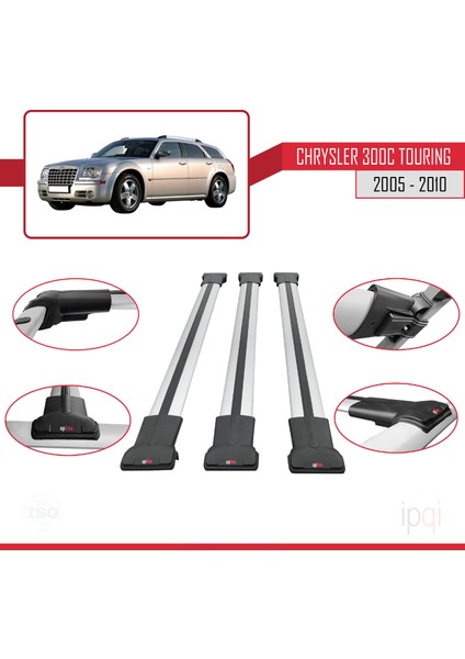 Chrysler 300C Touring 2005-2010 Arası ile Uyumlu Fly Model Ara Atkı Tavan Barı Gri 3 Adet fırsatları