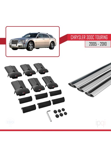 Chrysler 300C Touring 2005-2010 Arası ile Uyumlu Fly Model Ara Atkı Tavan Barı Gri 3 Adet indirimleri