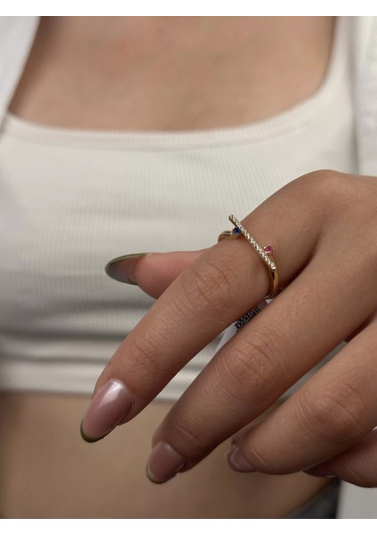 14 Ayar Altın Renkli Taşlı Yüzük 966