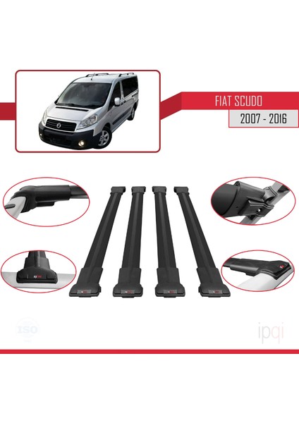 Fiat Scudo 2 2007-2016 Arası ile Uyumlu Fly Model Ara Atkı Tavan Barı Siyah 4 Adet fırsatları