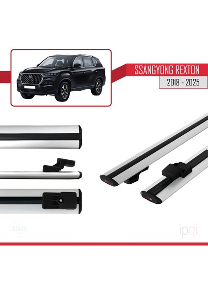 Ssangyong Rexton 2018-2025 Arası ile Uyumlu Basıc Model Ara Atkı Tavan Barı Gri 2 Adet modelleri