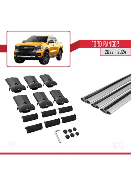 Ford Ranger (P703) 2022-2024 Arası ile Uyumlu Fly Model Ara Atkı Tavan Barı Gri 3 Adet indirimleri