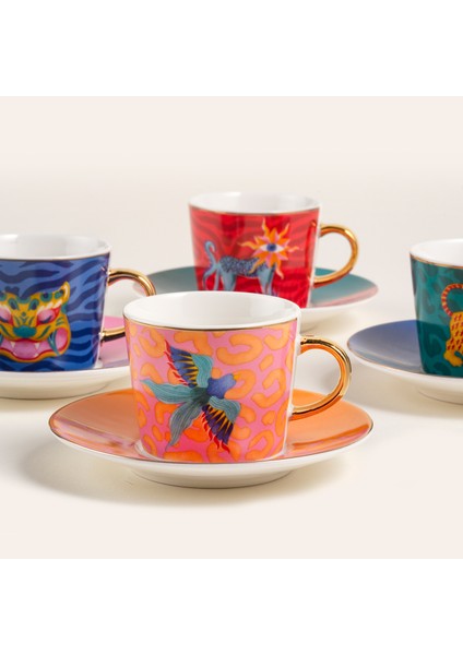 Luohu Porselen Kahve Seti 5X5X6 cm Renkli