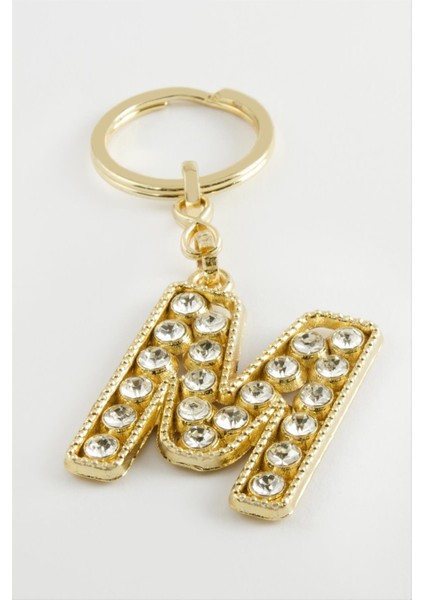 Ds-Derin Sarı Renkli Taşlı Harf Anahtarlık-M