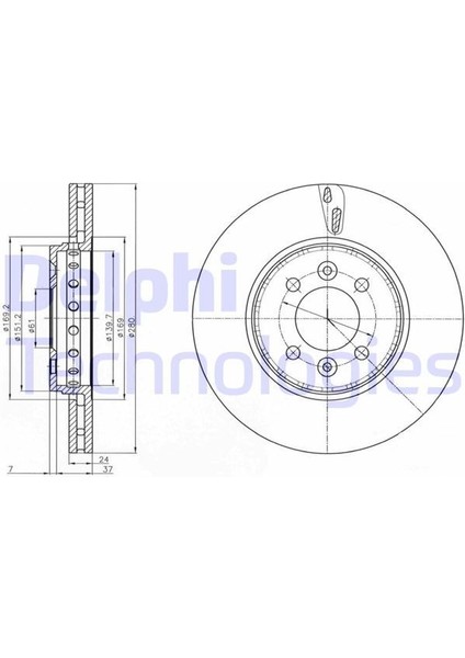 Delphı BG4536C - Ön Fren Aynası Diski Renault Clıo Iı 98 Clıo Iıı 05 Clıo V 19 Megane I 96 Megane Iı 02 Scenıc I 96 Scenıc Iı 02 Captur 13 Dacıa Dokker 12 Lodgy 12 280×24X4 Delik Havalı Çizgili