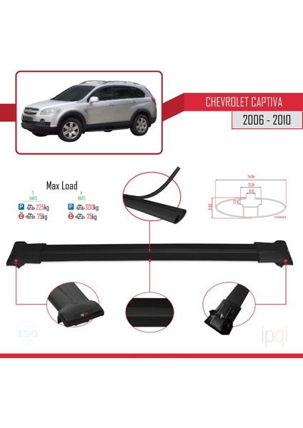 Chevrolet Captiva 2006-2010 Arası ile Uyumlu Fly Model Ara Atkı Tavan Barı Siyah 3 Adet modelleri