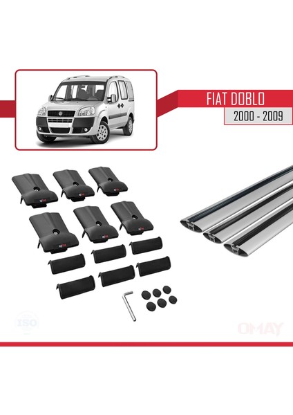 Fiat Doblo 2000-2009 Arası ile Uyumlu Fly Model Ara Atkı Tavan Barı Gri 3 Adet indirimleri