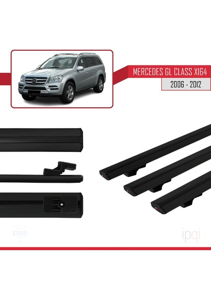 Mercedes Gl Class (X164) 2006-2012 Arası ile Uyumlu Basıc Model Ara Atkı Tavan Barı Siyah 3 Adet modelleri