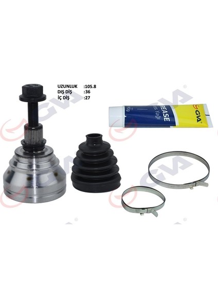 4475010K - Aks Kafası Dış Ön Caddy/golf5/passat/a3/leon/superb 1.9tdı 04-10 36×27X59.5 106MM