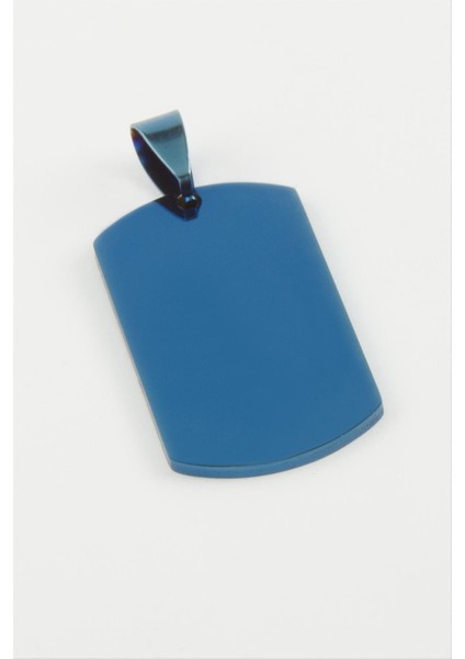 Ds-Derin Künye Isim Yazılabilir Çelik Kolye Ucu 2,2x3,8 Cm-Mavi