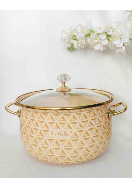 Sarı Kabartma Emaye Lux Tencere 5 Litre 24 cm Süt Yoğurt Güveç Tenceresi modelleri