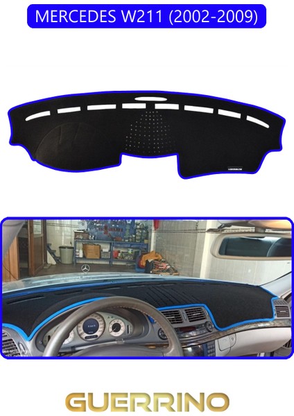 Mercedes W211 2002-2009TORPİDO Koruma Halısı Mavi Kenar