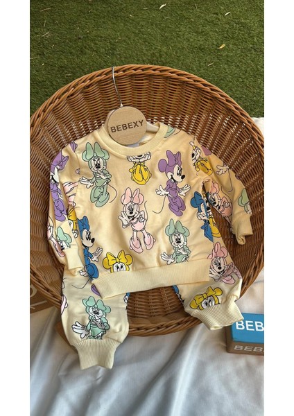 Minnie Mouse Baskılı Krem Bebek Takım 99/ modelleri