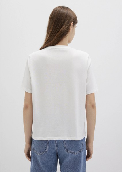 Mavi Logo Baskılı Ekru Tişört 1613564-70057 fırsatları