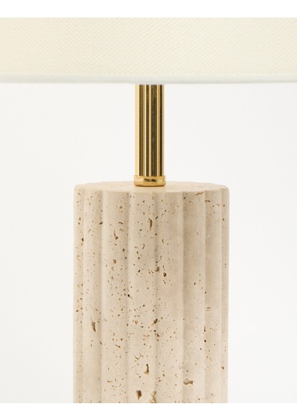 Astra Kumaş Şapkalı Gold Traverten Abajur