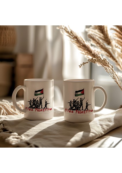 Free Palestine Temalı Baskılı Seramik Kupa Bardak 330ML