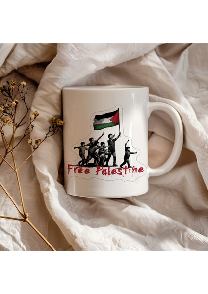 Free Palestine Temalı Baskılı Seramik Kupa Bardak 330ML