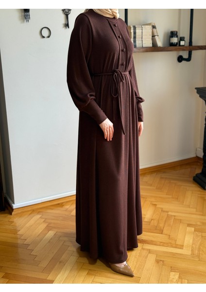 Kaplama Düğmeli Fitilli Örme Elbise 9937 modelleri