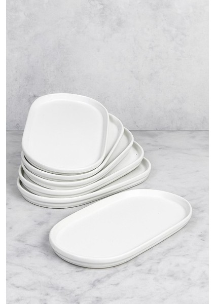 Rgs Homelife 4 Kişilik Seramik Kayık Tabak Seti Krem Renk Servis Mezelik Kahvaltılık 27X15 cm Çapında Yerli Üretim