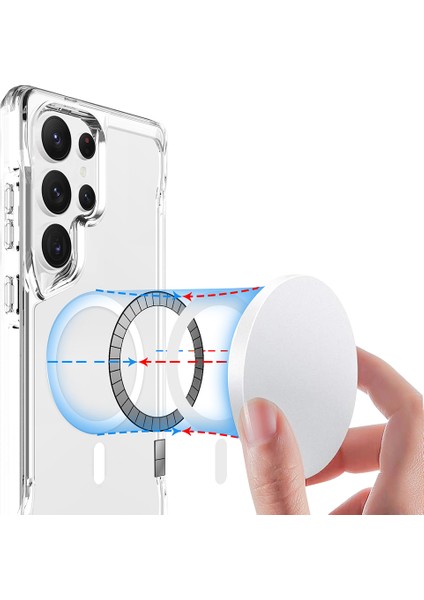 Samsung Galaxy S25 Ultra Magsafe Özellikli Antishock Köşe Korumalı Şeffaf Shockproof Şeffaf Kapak
