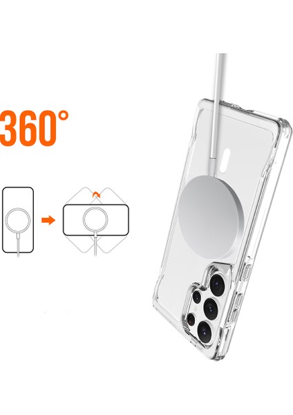 Samsung Galaxy S25 Ultra Magsafe Özellikli Antishock Köşe Korumalı Şeffaf Shockproof Şeffaf Kapak