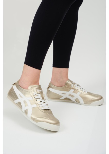 E-2004 Altın Beyaz Kadın Sneaker Spor Ayakkabı