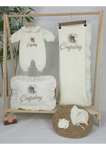 Müslin Yeni Doğan 4katlı Organik %100PAMUK Kişiye Özgü Nakışlı Hastane Çıkış Seti (Ayıcık Model 4) fiyatları