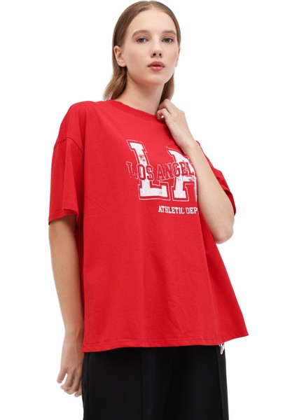 Wl 11KAROK BTS809 5pr Kırmızı Kadın Kısa Kol T-Shirt
