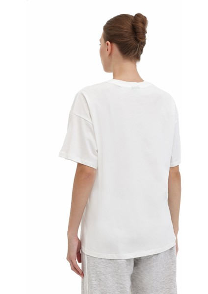 Wl 11KAROK BTS809 5pr Ekru Kadın Kısa Kol T-Shirt