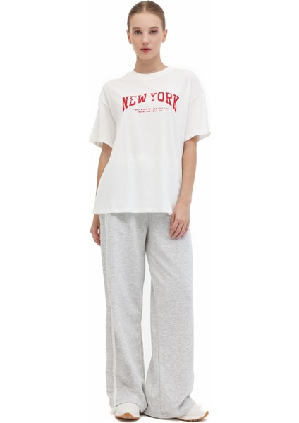 Wl 11KAROK BTS809 5pr Ekru Kadın Kısa Kol T-Shirt