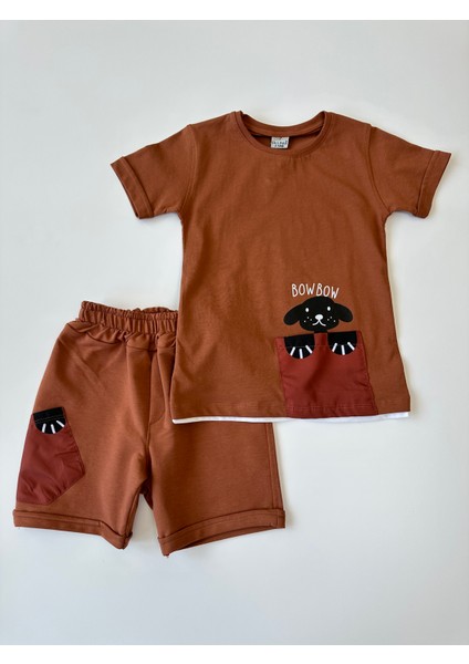 Bowbow Köpekli Tarçın Erkek Çocuk Şortlu Takım
