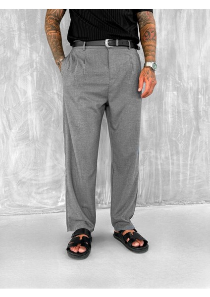 Erkek Baggy Fit Kumaş Pantolon Antrasit fiyatları