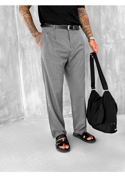 Erkek Baggy Fit Kumaş Pantolon Antrasit modelleri
