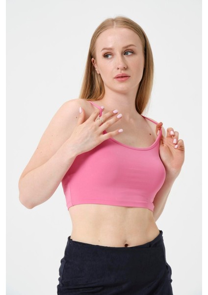 Kadın Kısa Crop Askılı Krop