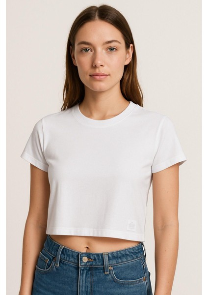 Kadın 4'lü Paket Oversize Crop Tişört %100 Pamuk Bisiklet Yaka T-Shirt indirimleri